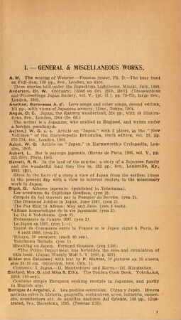 I. General & miscellaneous works