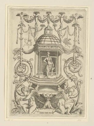 Groteske mit Tempel und Pallas Athene