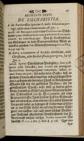 Articulus XXXVI. De Eucharistia. - Articulus XXXI. De Re Scholastica.