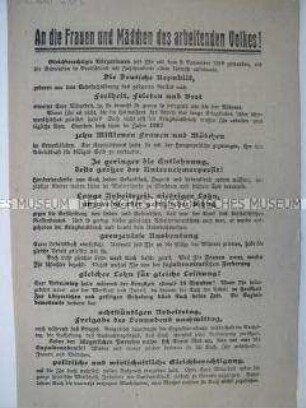 Flugblatt der Unabhängigen Sozialdemokratischen Partei mit Wahlaufruf