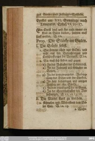 Epistel am XXI. Sonntage nach Trinitatis. Ephes. VI, 10 - 17.