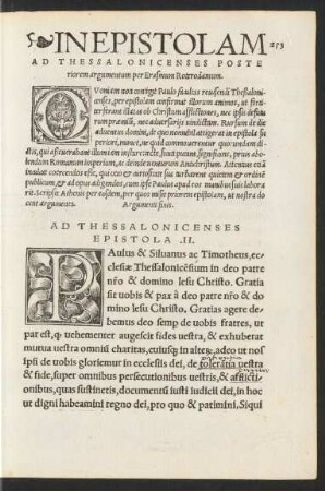 In Epistolam Ad Thessalonicenses Posteriorem argumentum per Erasmum Roterodamum.