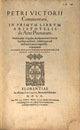 Commentarii in primum librum Aristotelis de arte poetarum