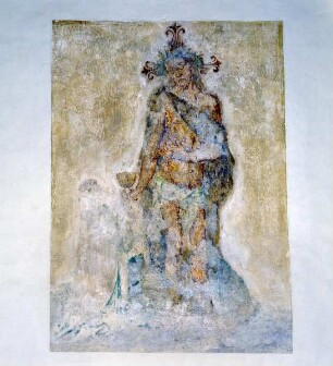 Christus reicht einer vor ihm knienden Figur den Kelch