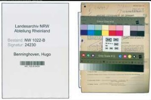 Entnazifizierung Hugo Benninghoven , geb. 06.07.1906 (Fahrer)