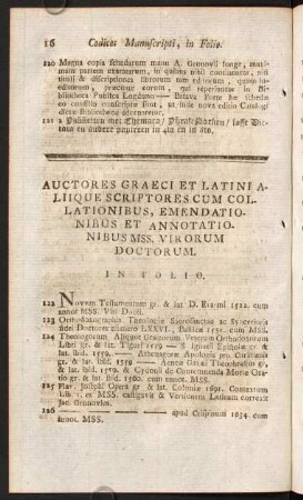 Auctores Graeci Et Latini Aliique Scriptores Cum Collationibus, Emendationibus Et Annotationibus Mss. Virorum Doctorum, In Folio.