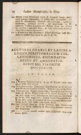 Auctores Graeci Et Latini Aliique Scriptores Cum Collationibus, Emendationibus Et Annotationibus Mss. Virorum Doctorum, In Folio.