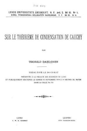 Sur le théorème de condensation de Cauchy