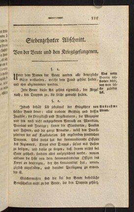 315-326, Siebenzehnter Abschnitt. Von der Beute und den Kriegsgefangenen