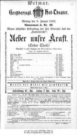 Ueber unsre Kraft (Erster Theil.)