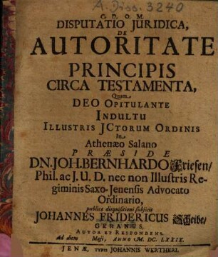 De autoritate principis circa testamenta