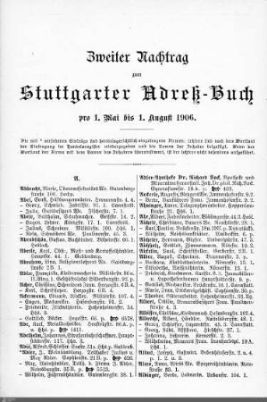 Nachtrag zum Stuttgarter Adreßbuch, 01.05.-01.08.1906