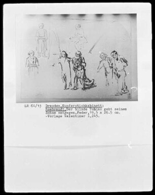 Studienblatt mit sieben Figuren