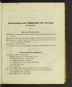 Verzeichniss der Mitglieder des Vereins vom Jahre 1846.