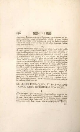 De globo teraqueo, et phænomenis circa illus superficiem conspicuis.