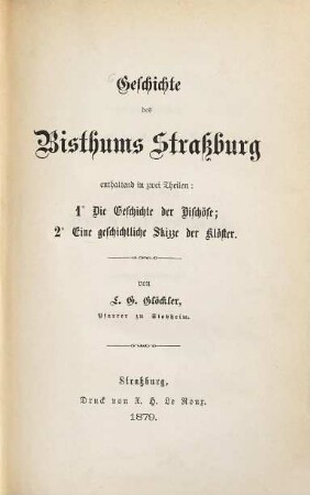 Geschichte des Bisthums Strassburg, 1