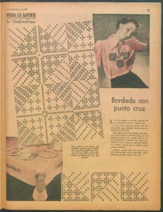 Bordado con punto cruz [Fotografías y dibujos] : Para la mujer