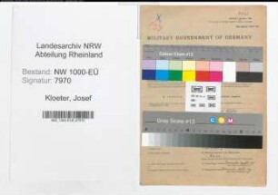 Entnazifizierung Josef Kloeter, geb. 23.02.1903 (Baeckermeister)