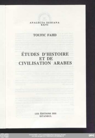 26: Études d'histoire et de civilisation arabes