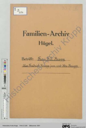 Notizen aus einem Gespräch von Adolf Lauter mit Margarethe Krupp über Friedrich Krupp jun. und Ida Krupp