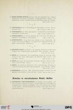 Arbeiten in verschiedenem Metall; Waffen (Nr. 41-83)