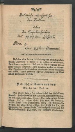 Nro. 9. den 28ten Januar