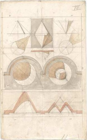 Lange, Ludwig; Darstellende Geometrie - Schattenwurf an Kegel u. Teilkegel (Ansichten)