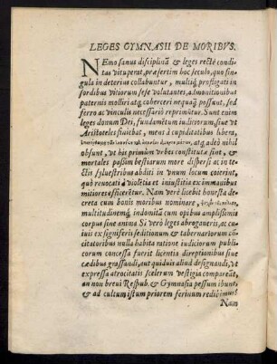 Leges Gymnasii De Moribus.