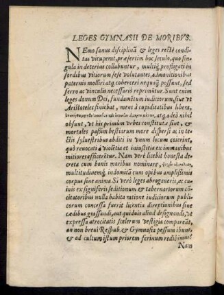 Leges Gymnasii De Moribus.