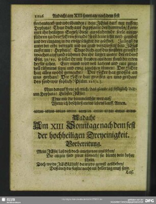 Andacht Am XIII Sonntage nach dem fest der hochheiligen Dreyeinigkeit