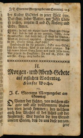 223-244, H. Morgen- und Abend- Gebete auf jeglichen Wochentag. Fünfte Woche