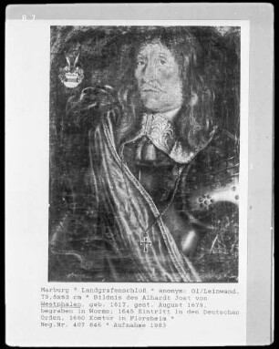 Bildnis des Alhardt Jost von Westphalen (1617-1679), Mitglied des Deutschen Ordens seit 1645