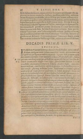 Decadis Primae Lib. V. Epitome.