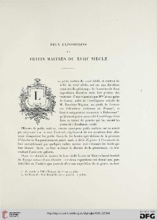 5. Pér. 2.1920: Deux expositions de petits maîtres du XVIIIe siècle
