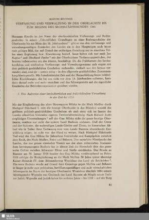 Verfassung und Verwaltung in der Oberlausitz bis zum Beginn des Sechsstädtebundes 1346