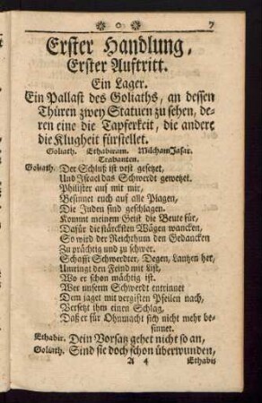 Erster Handlung, Erster Auftritt