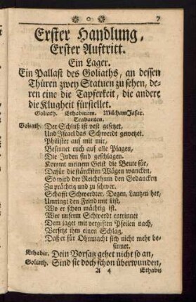 Erster Handlung, Erster Auftritt