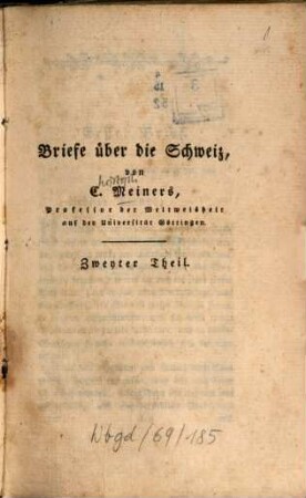 Briefe über die Schweiz, 2