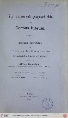 Zur Entwickelungsgeschichte des Corpus luteum