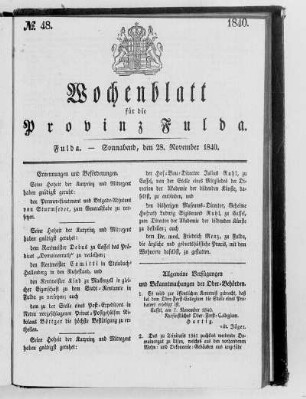 Nr. 48, Ausgabe vom 28. November 1840