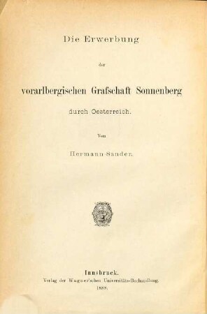 Beiträge zur Geschichte von Bludenz, Montavon und Sonnenberg in Vorarlberg, 1