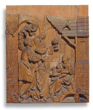 Acht Reliefs eines Retabels aus dem ehemaligen Kloster Mönchröden mit Darstellungen aus dem Marienleben: Die Anbetung der Könige