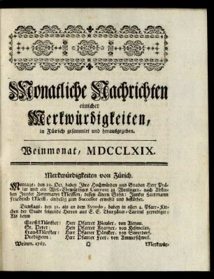 Weinmonat, MDCCLXIX