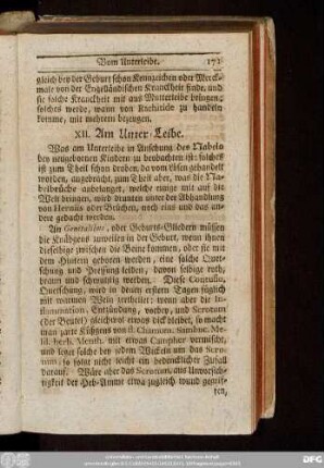 XII. Am Unter-Leibe.