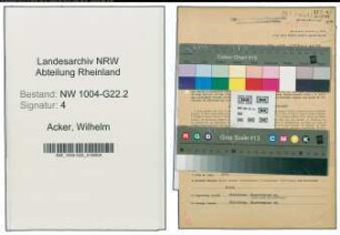 Entnazifizierung Wilhelm Acker , geb. 02.10.1896 (Direktor)