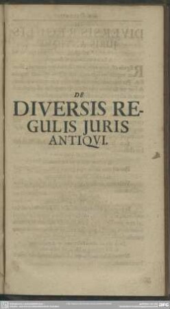 De Diversis Regulis Juris Antiqui
