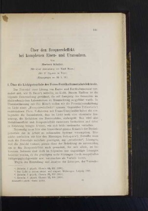 Über den Becquereleffekt bei komplexen Eisen- und Uransalzen