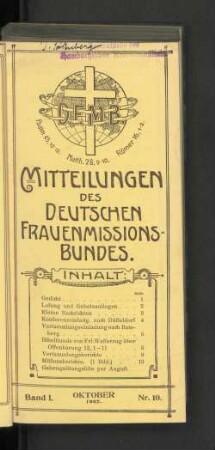 Band I. Oktober 1907. Nr. 10.