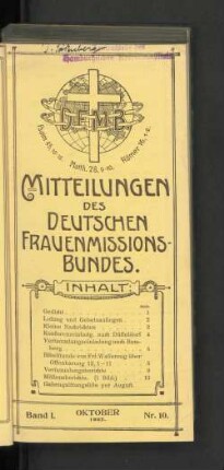 Band I. Oktober 1907. Nr. 10.