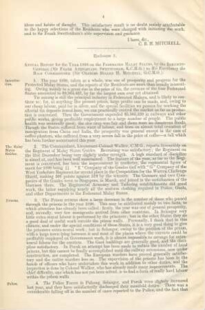Annual report for the year 1898 on the Federated Malay States by the Resident-General ...